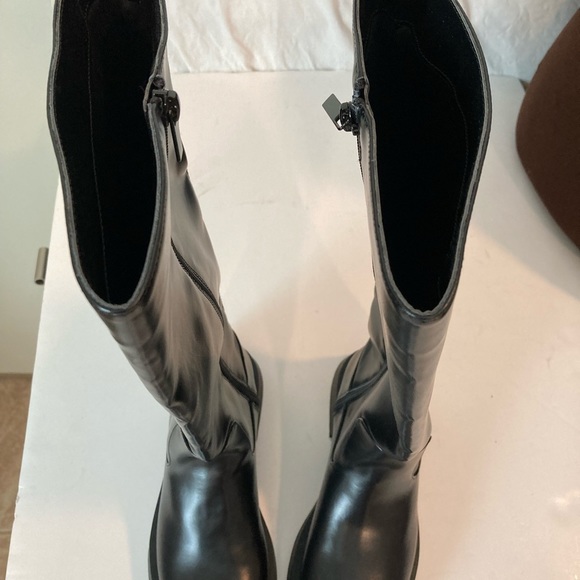 Zara Black Knee Boots Fat Rubber Sole Airfit Insole Foam Size 39 NWT - Picture 11 of 16